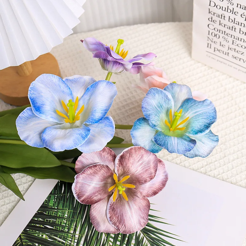 5 قطعة 54 سنتيمتر الوجه توليب التدرج متعدد الألوان زهرة اصطناعية الزفاف الديكور التصوير الدعائم قماش حريري اصطناعي ورد صناعي #2