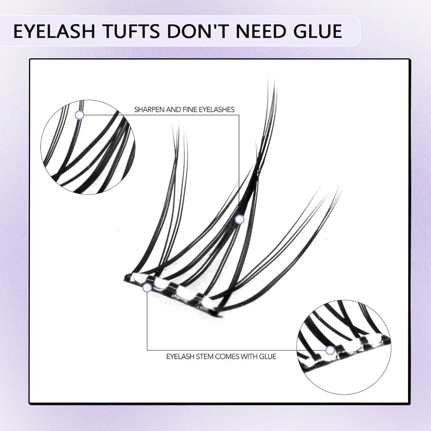 Noglue Eyelashes DIY Lashe Clusters Natural False Eyelashes Glue Strands Eye Lashes  Adhesive Eyelash Artificial Eyelashes