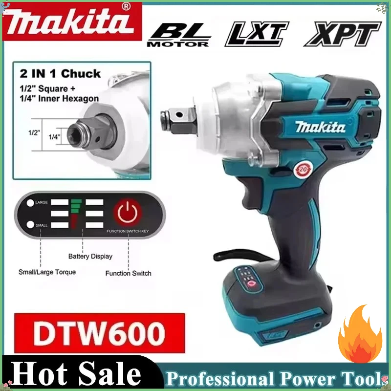 

Makita DTW600 Cordless Impact Wrench 280N.m High Torque Brushless Electric Wrench Rechargeable 18V Auto Repair Power Tools