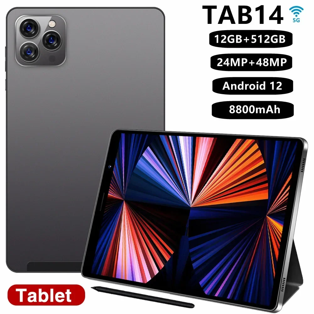 Hot Sales Laptop Gobal Version New Tab14 Tablet Pc 8 Inch Android 12 Bluetooth 12GB 512GB Deca Core GPS WPS 5G/4G WIFI IPad Air