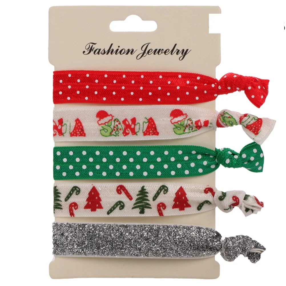 

30 Pcs Christmas Hair Ties Printing Headdress Ponytail Holders Accessories Durable Lightweight Hair Protection Beautiful Knot