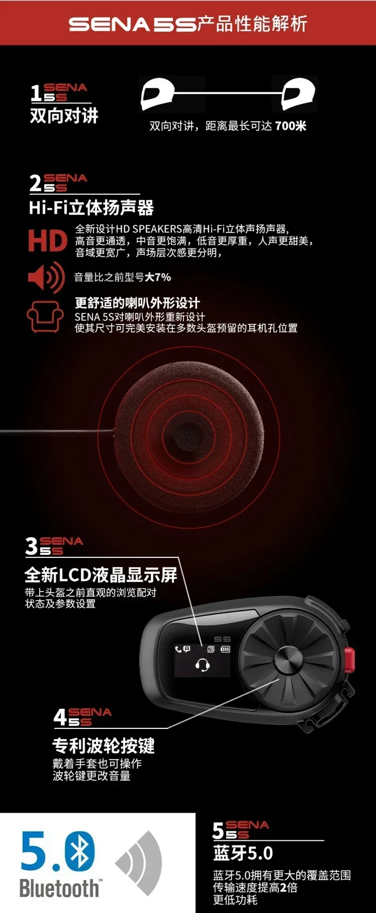 5S 700m Call Cheap Motorcycle Locomotive Helmet Bluetooth Headset LCD  Display