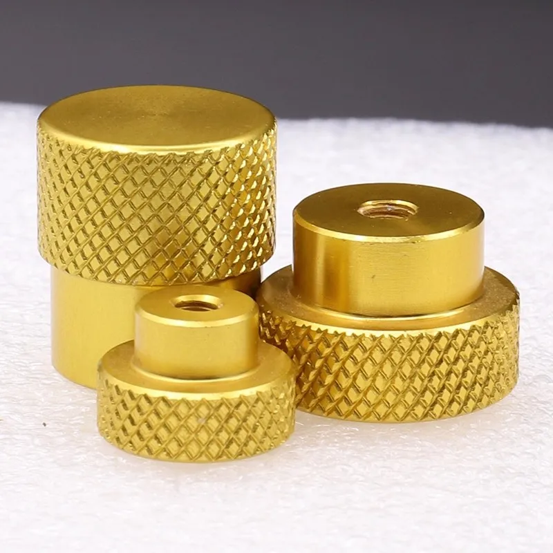 1Pcs M6 M8 M10 M12  M14  M16 Aluminum Alloy Blind Hole Hand Nut Knurled Step Nut With Collar Thumb Nuts Black Red Silver