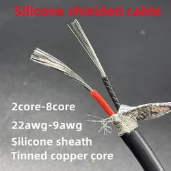 Silicone Shielded Sheathed Cable Wire 22 20 18 17 15 13 11 9 Awg 2 3 4 5 6 8 Core Anti-interference Soft Signal Wire Power Cable