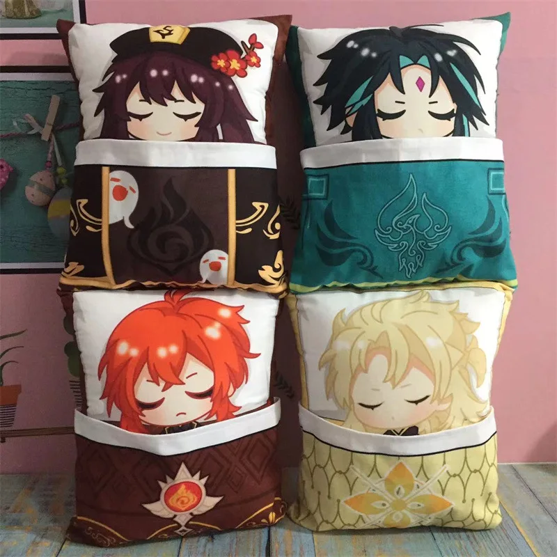 36cm Genshin Impact Square Pillow Kamisato Ayato Kazuha Shikanoin Heizou Yae Miko Game Anime Sleeping Stuffed Cushion Doll Toy