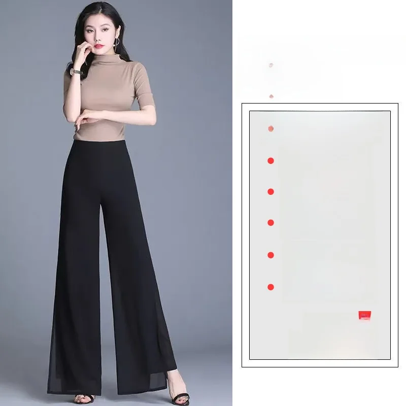 High Waist Wide Leg Pants Women's Summer New Loose Draped Skirt Pants Thin Model Open Split Long Pants Chiffon Casual Trousers