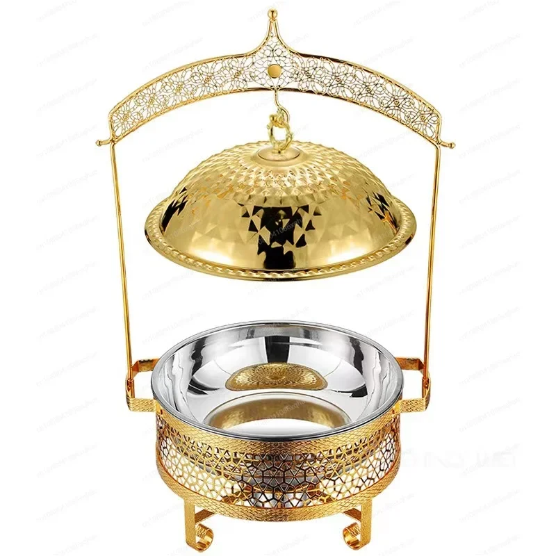 8L  buffet food warmer for Hotel Wedding Banquet Food Warmer Gold Buffet Alcohol Heating luxury Chafing Dish