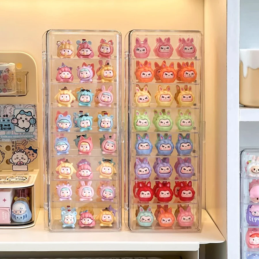 A multi-layer dust-proof storage box with a cute little display box and a blind box