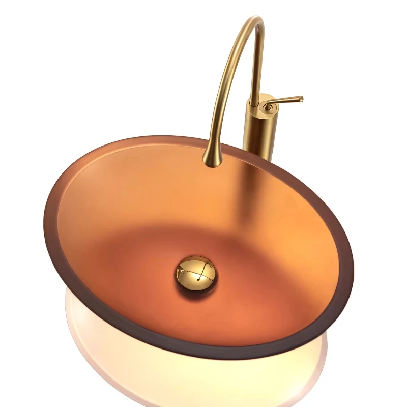 Tempered glass wash basin art transparent texture table basin washbasin washbasin hotel oval