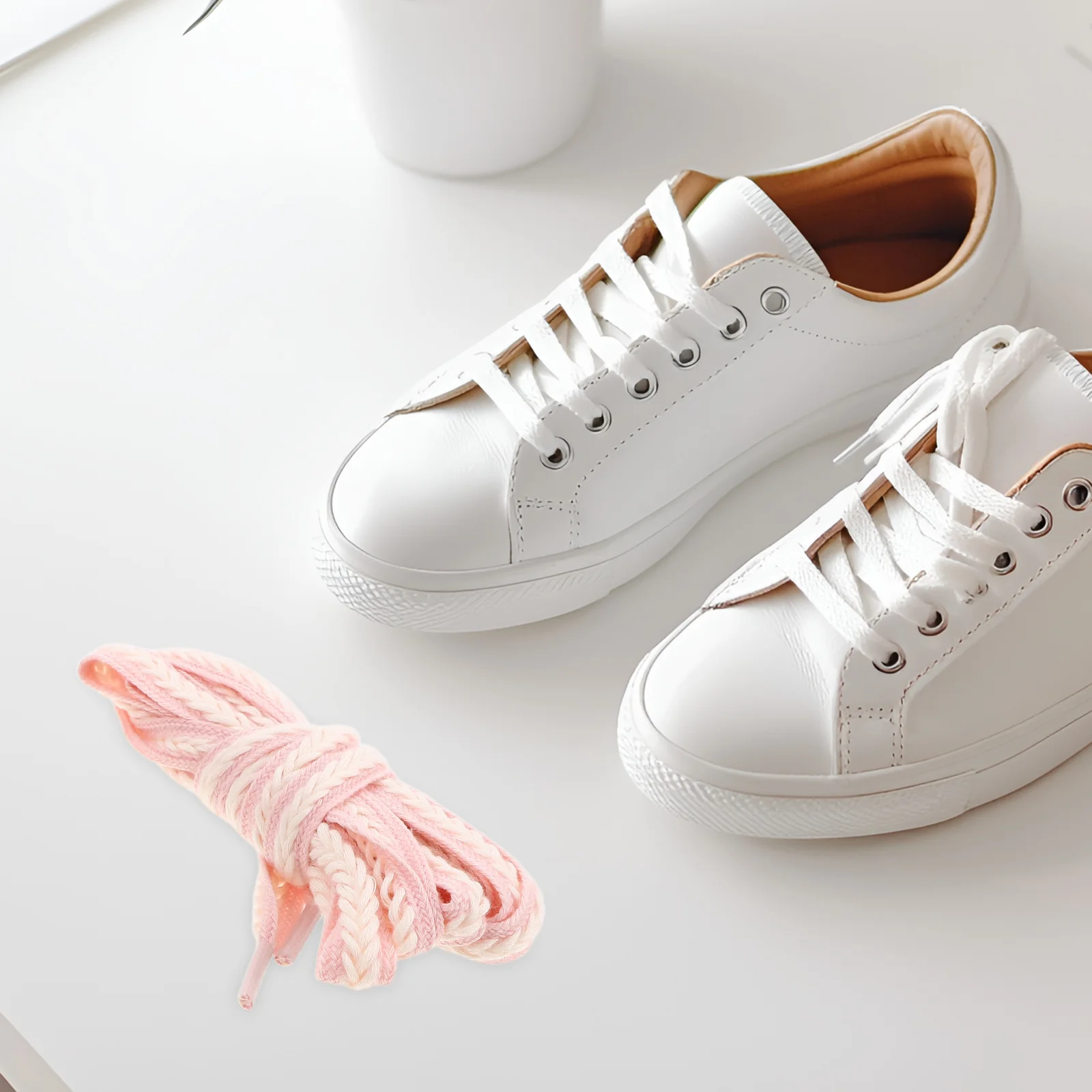 

6Pairs Braided Shoelaces Wheat Ear Design High Elasticity Natural Colors Flat Wide Replacement Shoestrings for Sneakers Running