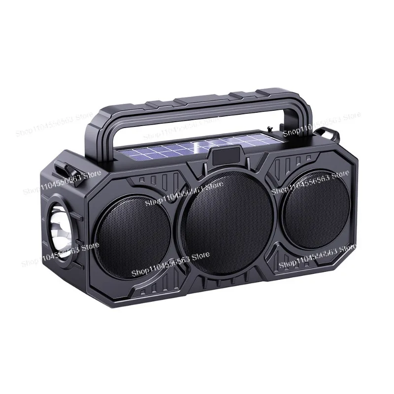 مكبر صوت بلوتوث لاسلكي خارجي، طاقة شمسية مزدوجة، مع مصباح يدوي، بطاقة، مشغل ستيريو