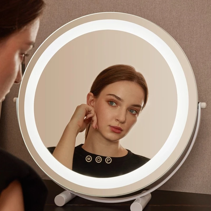 Led Light Round Mirror Wall Small Vantity Standing Mirrors Bedroom Aesthetic Espejo Cuerpo Completo Home Decoration Accessories