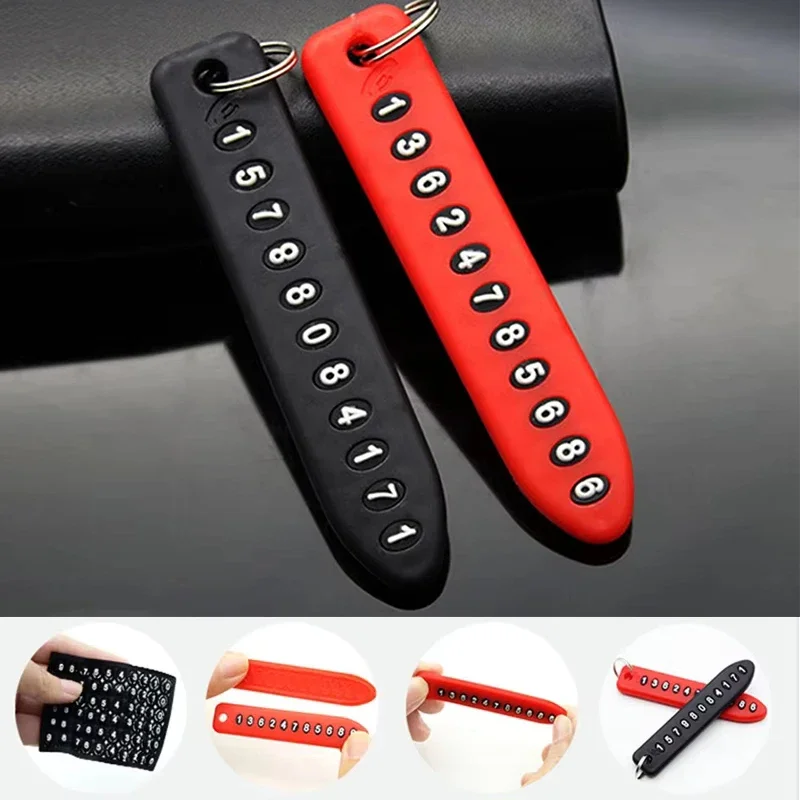 For Car Keychain Car-styling with Anti-lost Phone Number Plate Pendant Keys Ring Auto Vehicle Key Chain Gift Holder Card Keyring