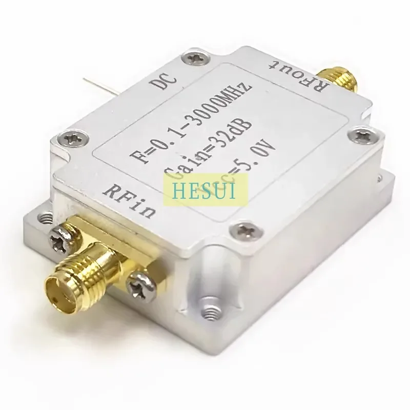 13dBm 32dB 3GHz 0.1- 3000MHz broadband RF power amplifer module Class A amplifier VCC 5V SMA female port CNC shielding case