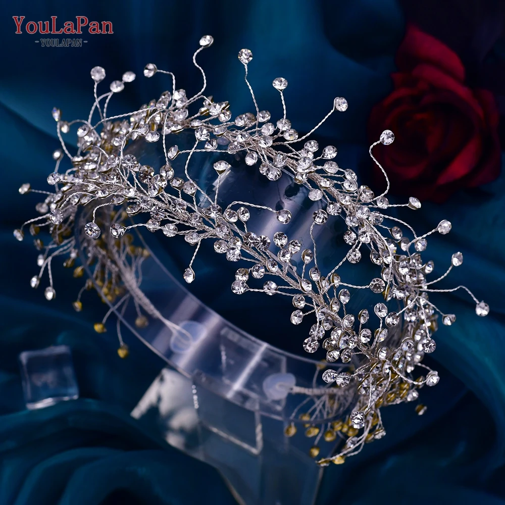 

YouLaPan Double layer Rhinestone Headband Pageant Crown Hairbands Elegant Bridal Headpiece Trendy Wedding Hair Accessories HP463