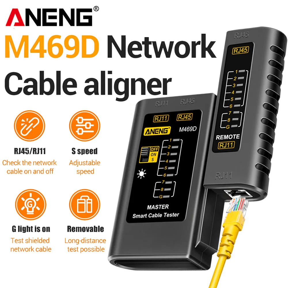 

Network Analyzer Portable Professional Tester ANENG M469D Smart RJ45/RJ11 Check the Network Cable Electrician/Household DIY Tool
