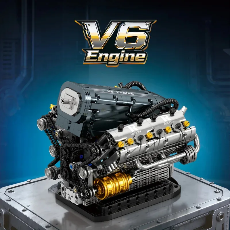 

V6 Engine Building Blocks Mechanical Motor Kit MOC 33013 Model Technical Bricks STEM Engineering Ideas Toy Gift for Boys Adults
