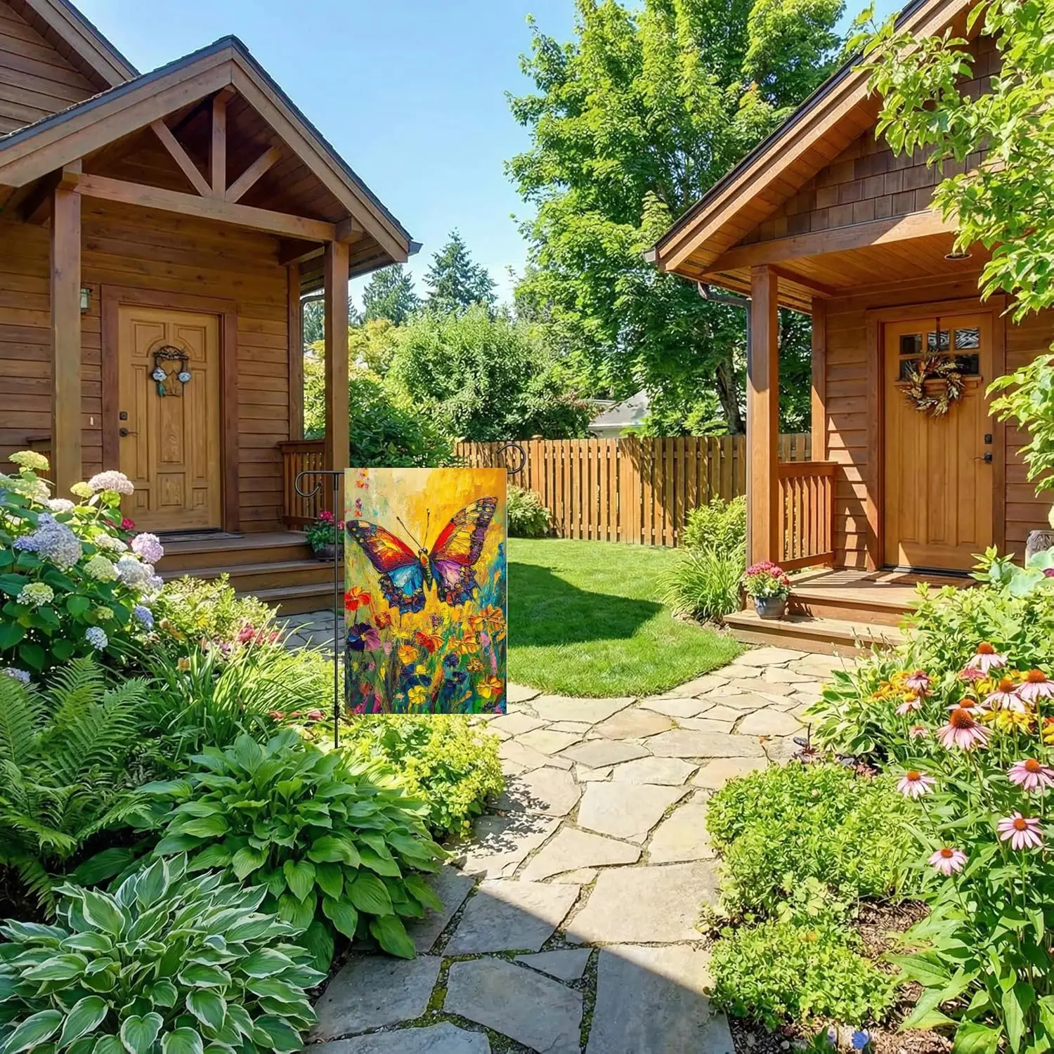 Summer Garden Flag with Butterfly, 12 x 18 Inch Double Sided Butterfly Garden Outdoor Yard Flags for Spring Garden Decor ZZM
