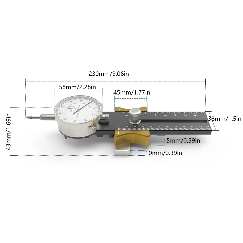 Imagem -04 - Carpintaria Tabela Saw com Alinhamento Gauge Dial Indicador Saw Blade Correção de Paralelismo Liga de Alumínio Ajustável Alinhar Ferramentas