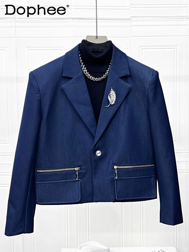 

Men's 2025 Autumn New Stylish Zipper Decorative Shoulder Pad Suit Jackets High-end Fashion Blazers Suit Trousers Two-piece Sets