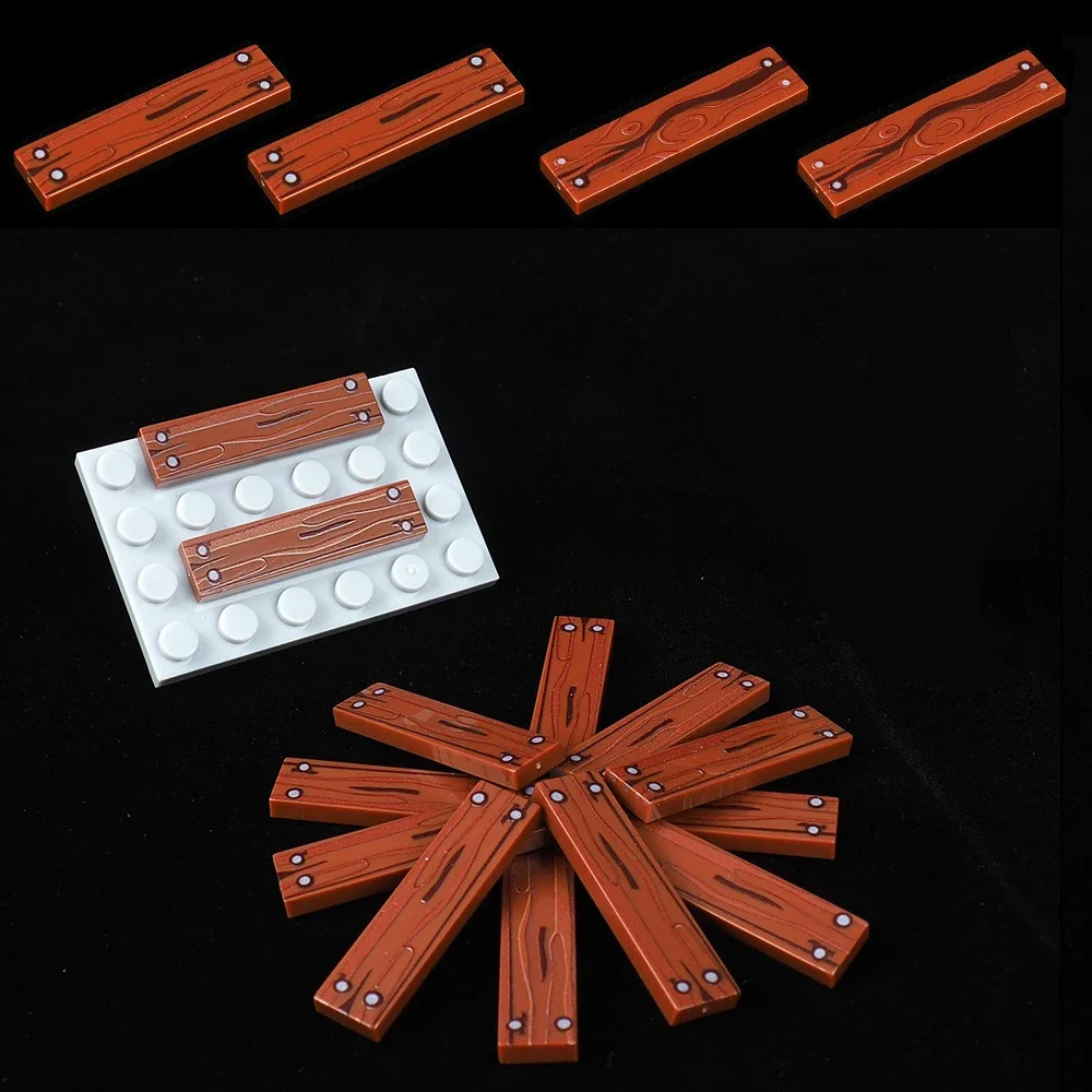 MOC 10PCS Part Brick 2431 Pola Lantai Bertekstur Kayu Blok Bangunan Aksesoris Kompatibel untuk DIY Mainan Hadiah Anak