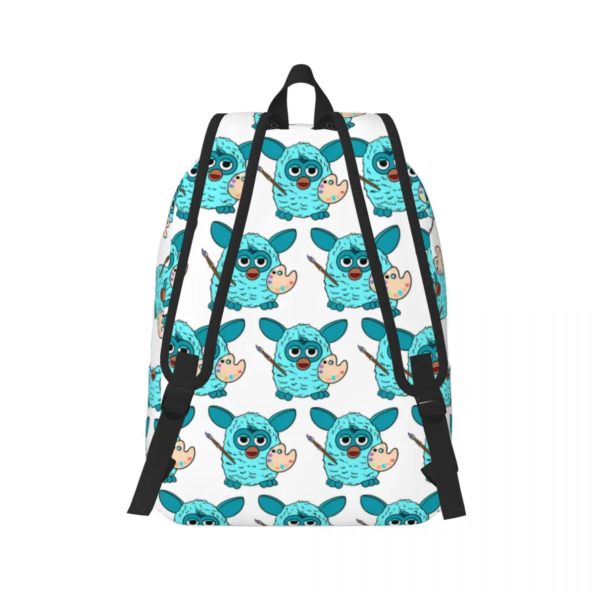 Light Blue Artist Furby Backpack Daypack Large Capacity Children BookBag School Bag Shoulder Bags for Men Women