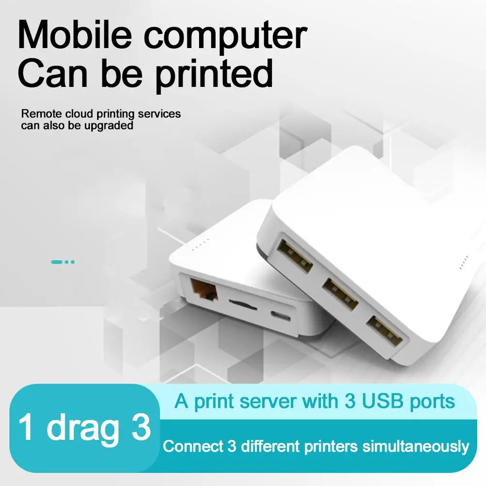 

Сетевой сервер печати Rj45 с 3 Usb-портами для нескольких Usb-принтеров, адаптер подходит для Ios и Android-систем B4n9
