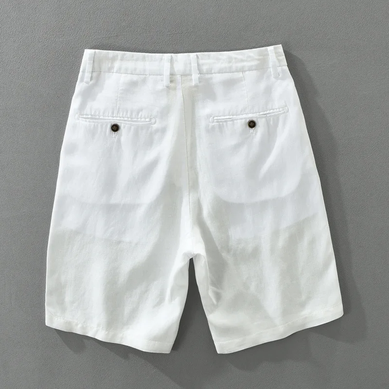 Summer Men's Japanese Old-Money Style Lyocell Linen Casual Shorts Loose Fit Vintage Straight-Leg Trendy