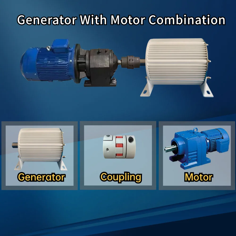 20KW 30KW 100KW Permanent Magnet Generator 220V 230V 380V 500RPM 400RPM Dynamo Alternator Quiet Generator With Driving Motor