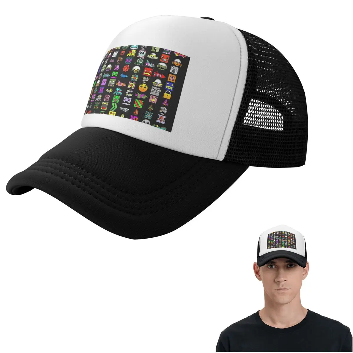 Geometry Dash 1 Cap Fashion Mesh Baseball Caps Adjustable Hat Hip Hop Summer Unisex Baseball Hats