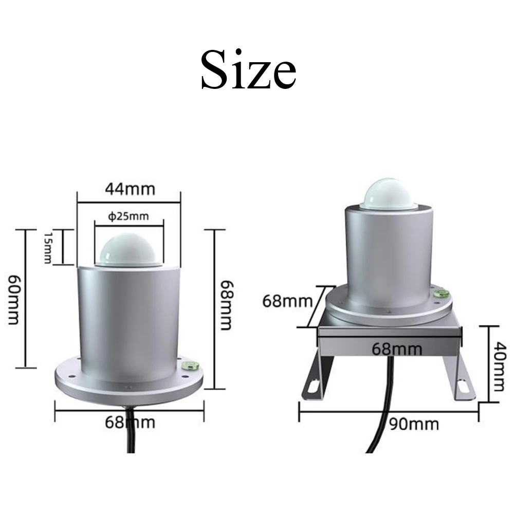 200000LUX Illuminance Sensor Aluminum Alloy Shell Waterproof RS485 4-20mA 0-10V High Precision Solar Light Intensity Transmitter
