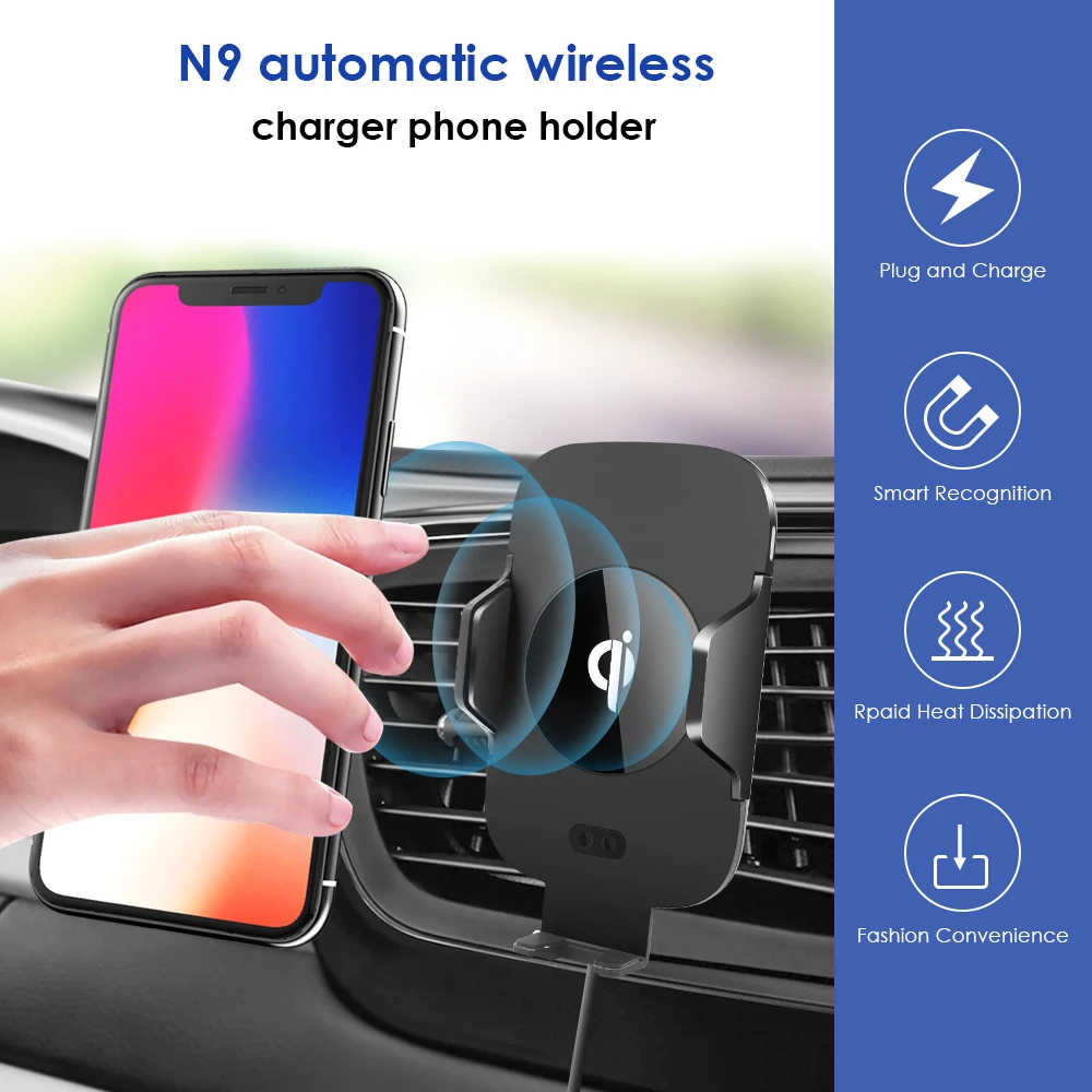 10W Car Wireless Charger for iPhone Xs XR Xs Max Phone8 Fast Charging Qi Air Vent Phone Holder for Samsung S10 S9 Huawei Xiaomi