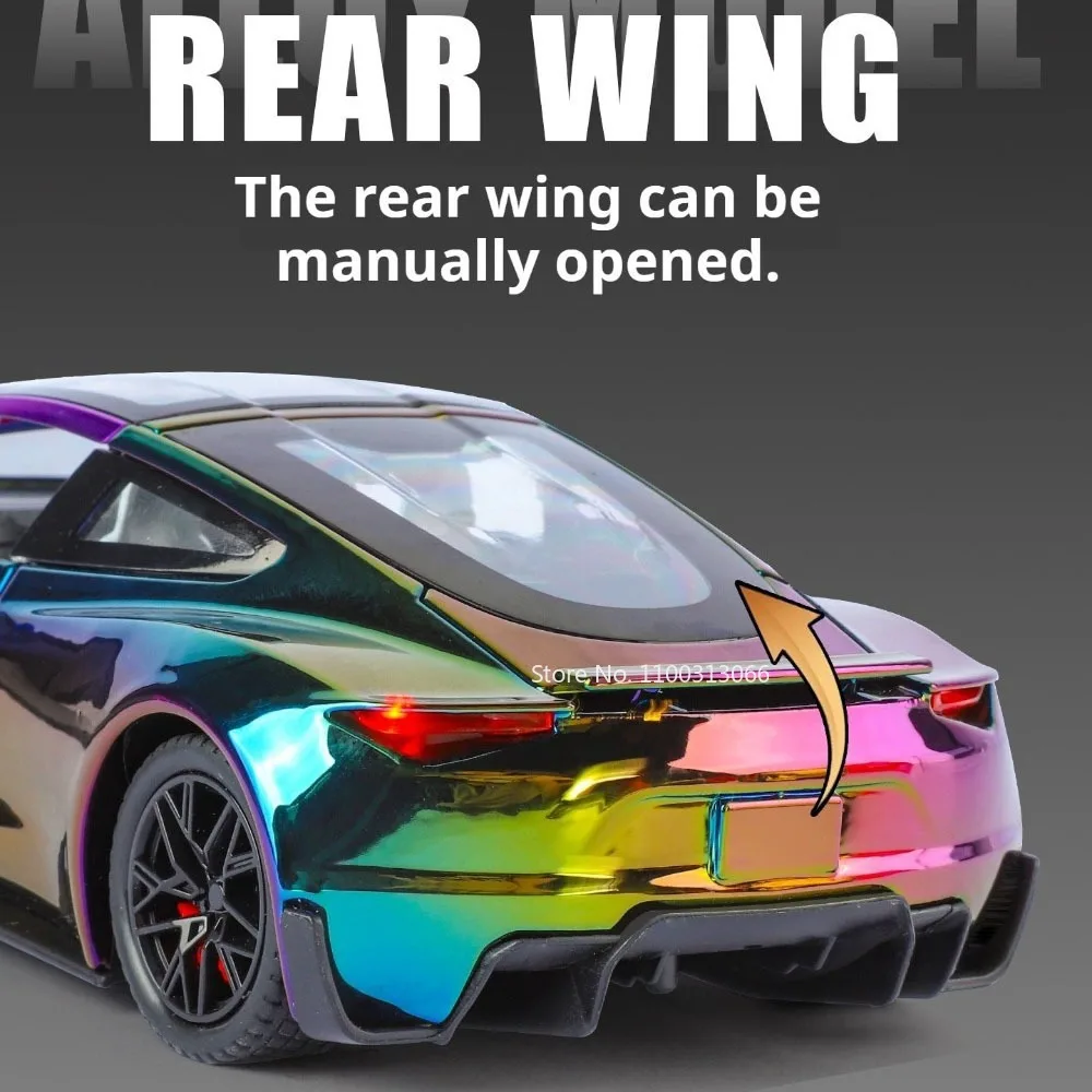 1:24 لعبة سيارات رودستر روبوتاكسي نموذج مصغر سبيكة دييكاست موسيقى خفيفة مركبات عجلة امتصاص الصدمات سيارة عنصر قابل للجمع #4