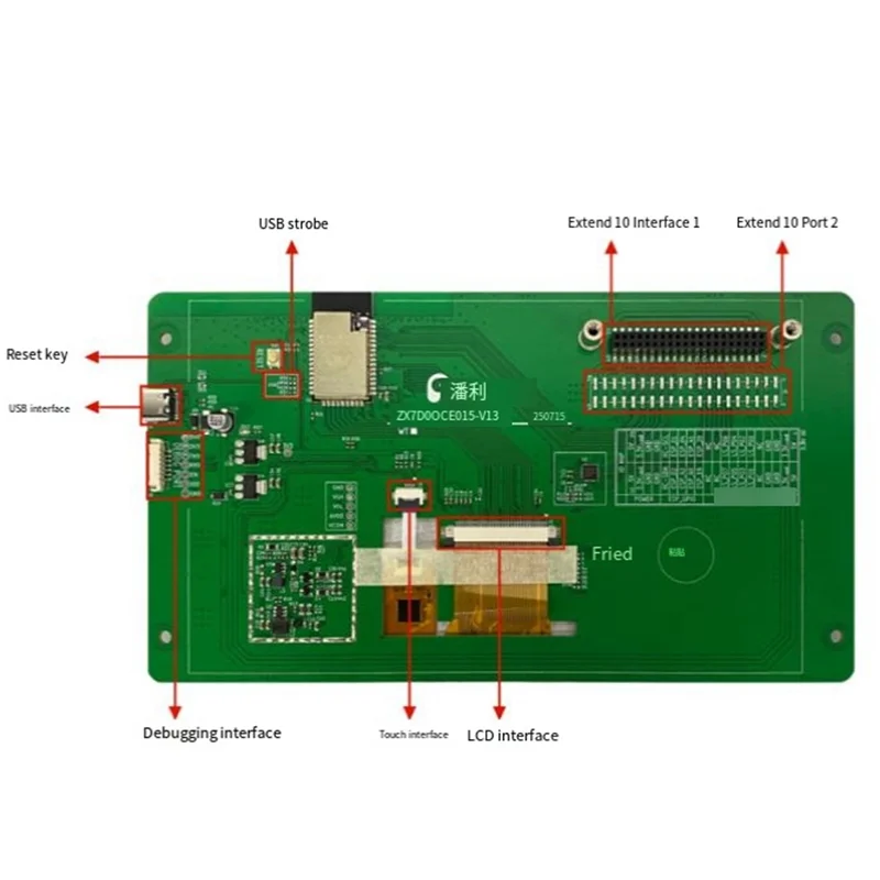 A19E-7.0-Inch 800X480 Touch Display Screen With RGB Interface ESP32-S3 Module Built-In 16MB SPI Flash & 8MB PSRAM