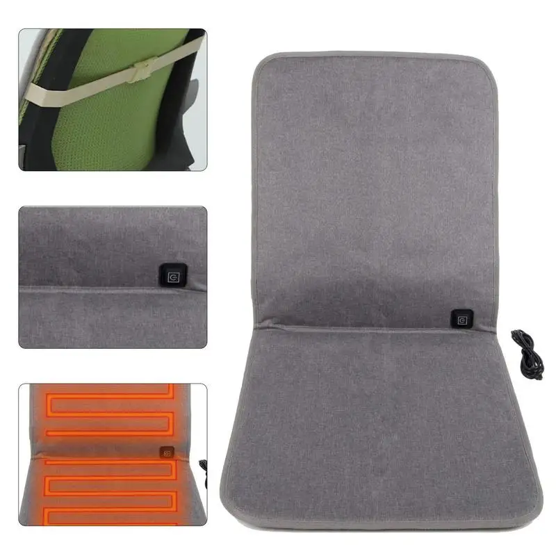 Home Heated Seat Cushion USB Heating Seat Cover With 3 Levels Warmer Seat Pads Chair Heating Mats For Cold Weather Chilly Winter