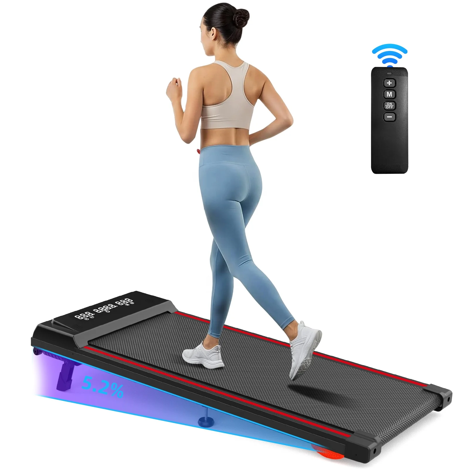 Electric Foldable Treadmill Machine,Smart APP Control Folding Portable Walking Pad,No‑Handle Home Office Fitness Running Machine