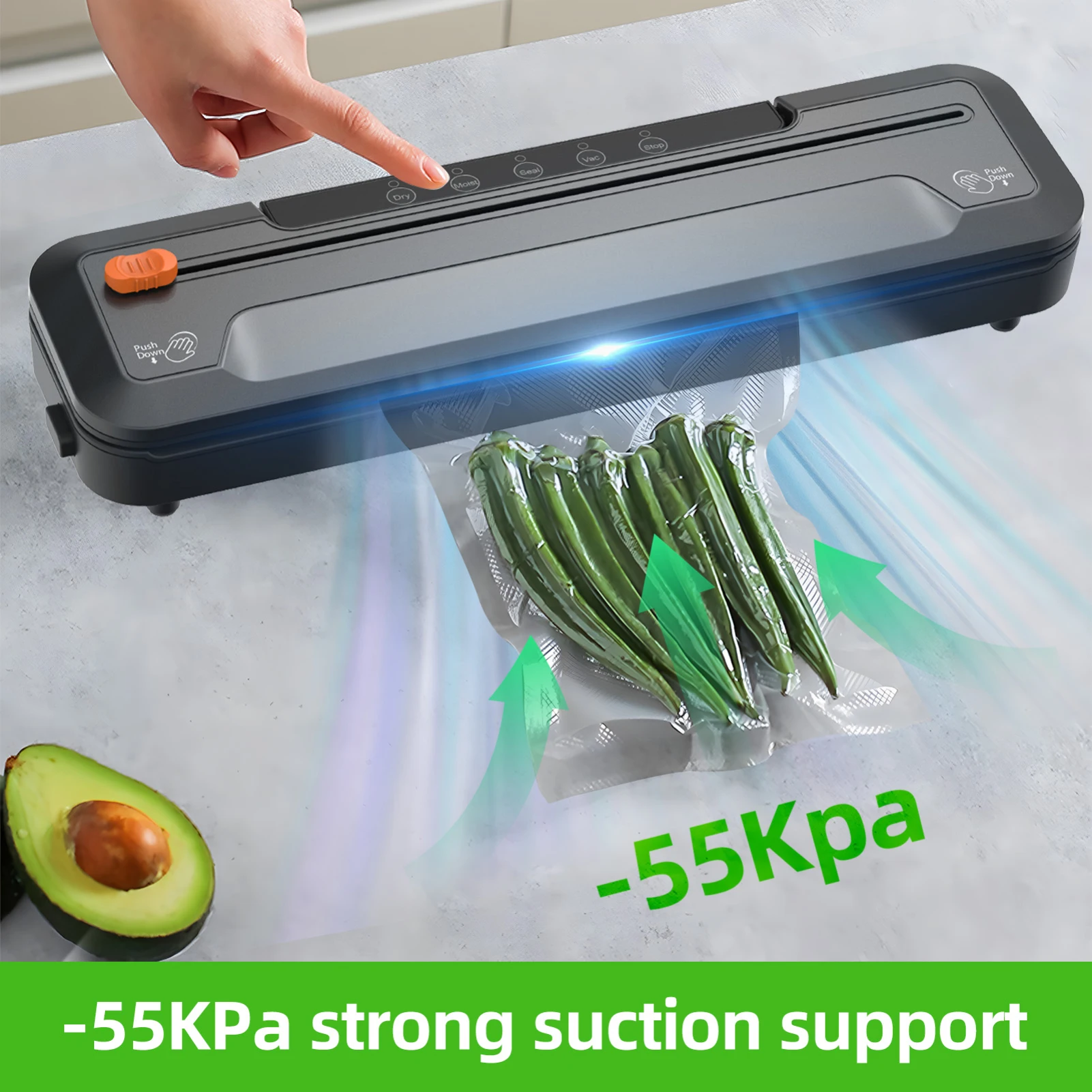 

Vacuum Sealer Machine 55KPa Suction Power Automatic Vacuum Air Food Sealer with External Cutter for Home Kitchen vacuum sealer