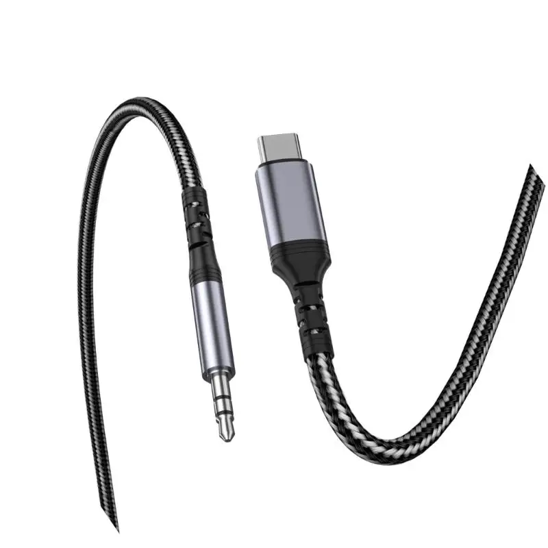 652F Strong 3.5mm Auxiliary Adapter Cable Optimized for Type C Devices Through Silver Plated Contacting Point