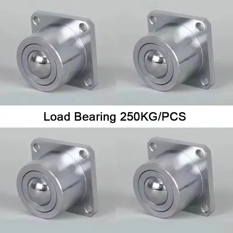4PCS Heavy Flange Base Precision Conveying Transfer Unit Ball Bearing Conveyor Rollers Universal Bull Eye Wheels Load 250KG/PCS