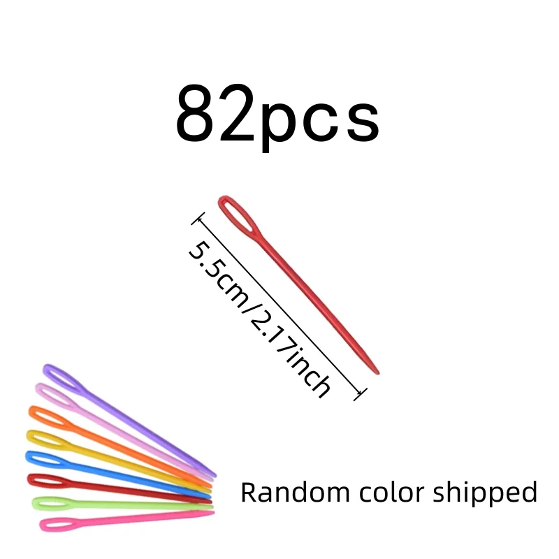 82 pcs 5.5cm Yarn Weaving Needles, Large Eye Easy Threading and Lightweight Plastic, ideal for Handmade Doll Making