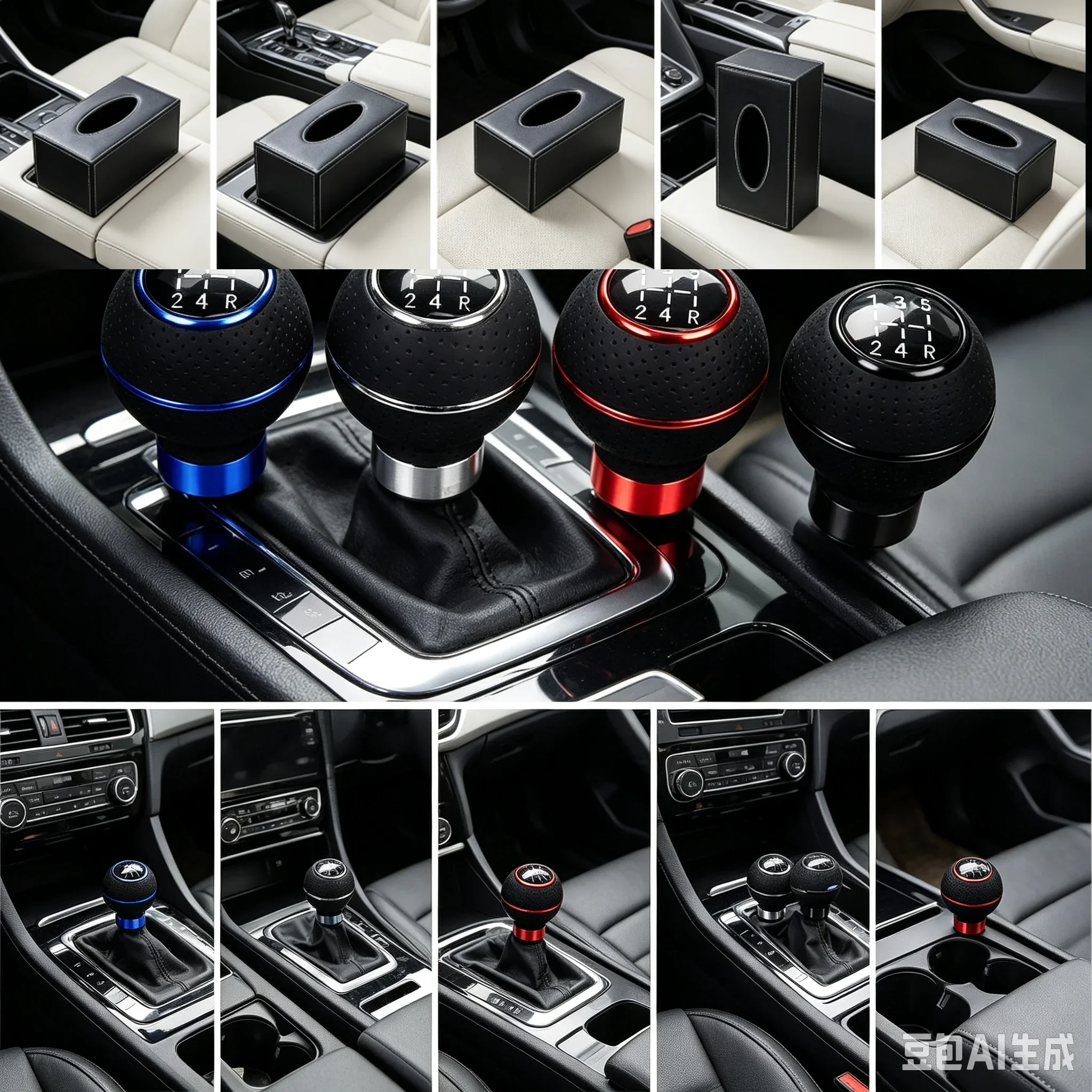 Universal 5/6 Speed Manual Leather Red Stitch Gear Shift Knob Car Gear Stick Shift Knob Lever Manual Transmission M8 M10 M12
