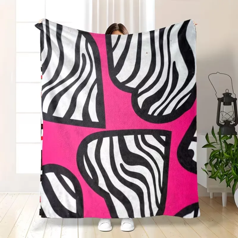 Pastel Heart Star Print Blanket Cute Rainbow Pink Purple Hearts Soft Blanket For Bedroom Sofa Living Room