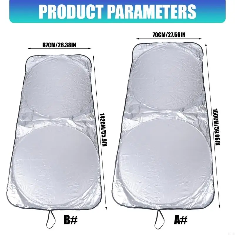Car Windshield Sun Shade Foldable Front Window Cover for Parked Nylon Sun Blocker with Trim for Daily Use H9EE