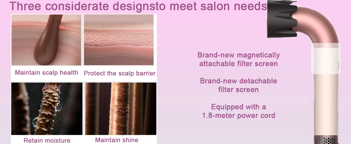Hair Dryer, 1400W High Power, Quick Drying, Lightweight Body, Low Noise, Comes With Multiple Types of Air Nozzles. Hairdryer