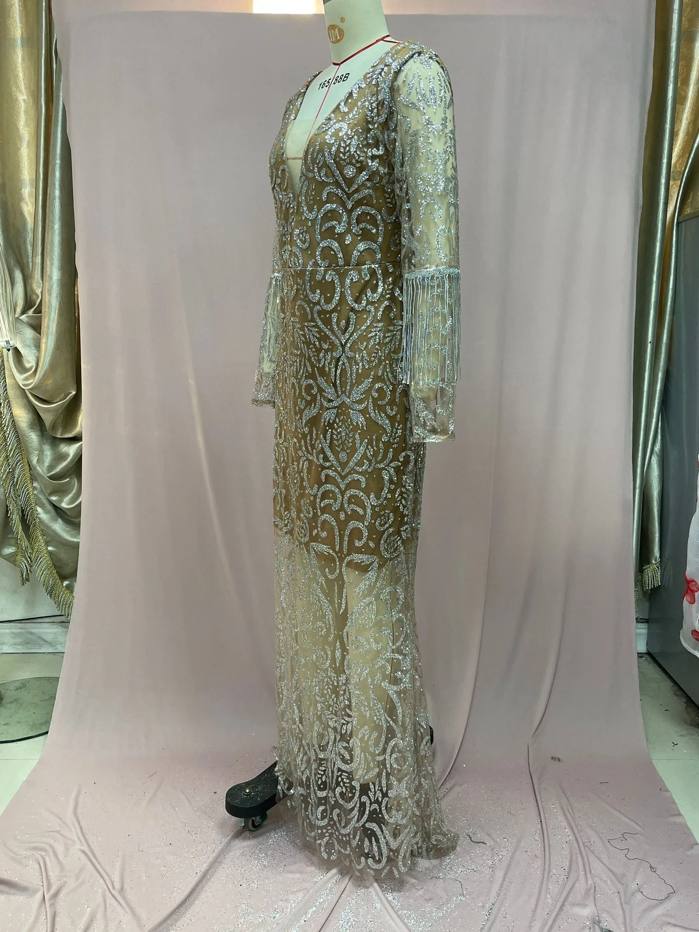 女性のためのエレガントな春のドレス,ゴールドのタッセル,セクシー,スリムバッグ,ヒップ,カクテルドレス,ロングウエディング,タッセル,イブニングドレス