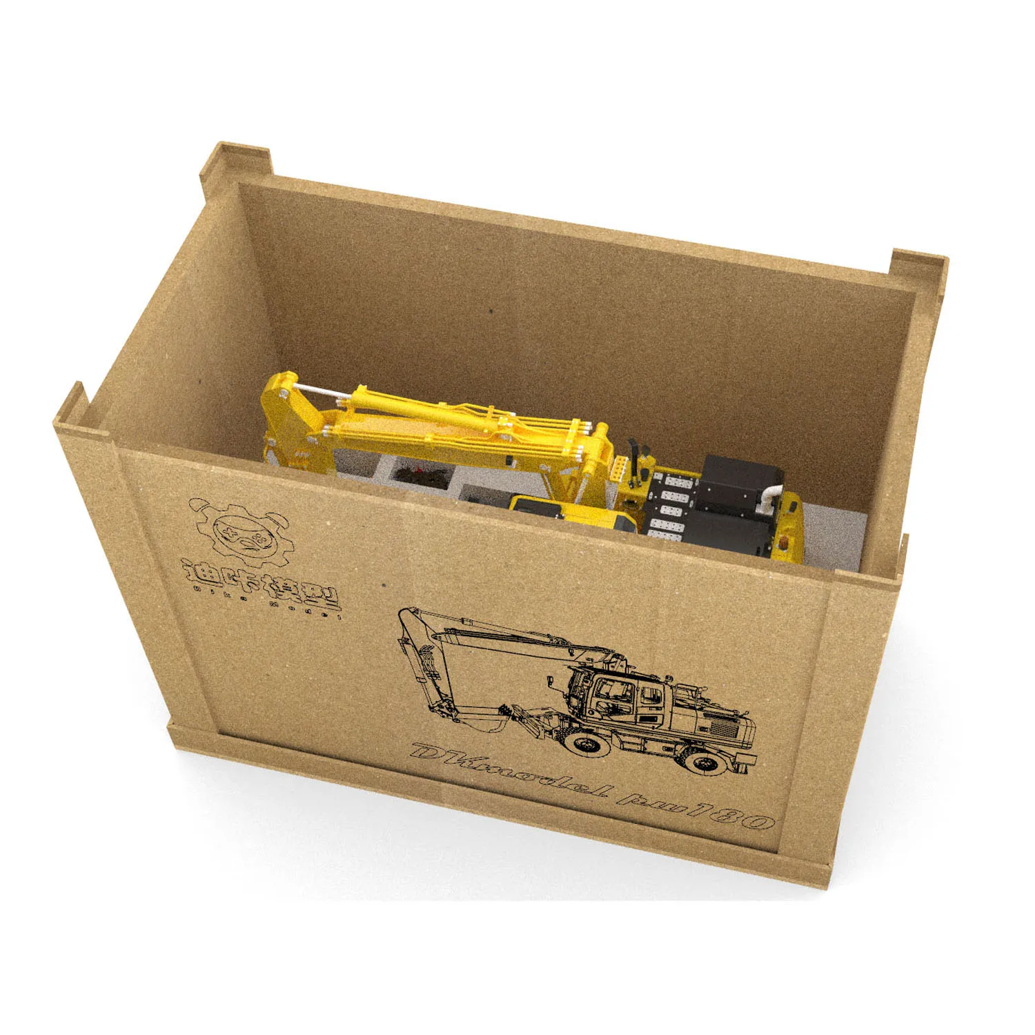 Escavatore idraulico a ruote RC 1/12 PW180 10CH Valvola in metallo Veicolo telecomandato Asse Blocco Gambe di supporto Pala anteriore Modello giocattolo