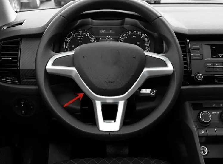 

For Skoda Kodiaq 2017-2022 ABS Chrome Steering wheel button decorative frame Anti-Rub protection Decoration Car styling