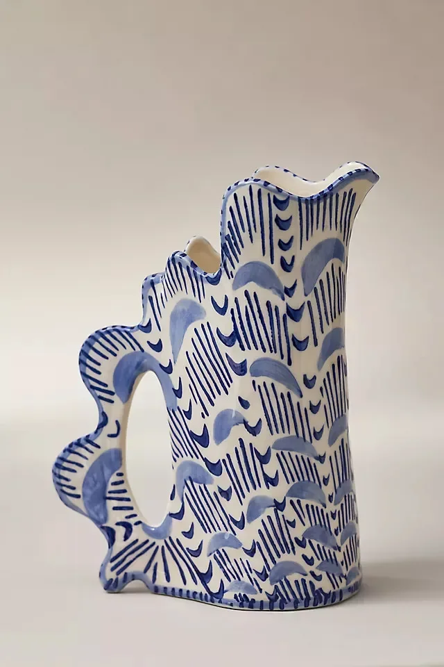 Hand painting ocean blues shell shape ceramic kettle