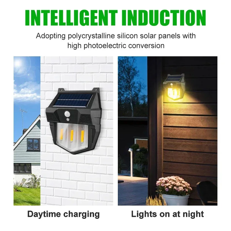 LED Solar Light PIR Motion Sensor Wall Light Outdoor Waterproof Solar Powered Sunlights Street Lamp for Villa Garden Decoration