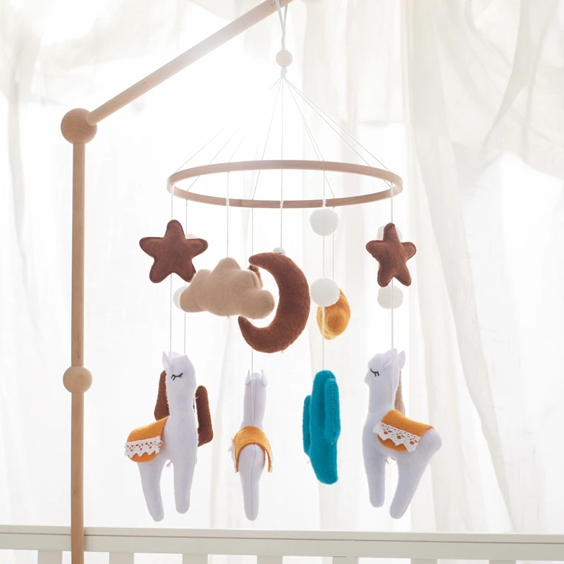 เปลเด็ก Mobile Bed Bell Rattle ของเล่น Soft Felt การ์ตูน Alpaca Cloudy Star Moon แขวนเตียง Bell Mobile Crib Bracket ของเล่นเด็กของขวัญ